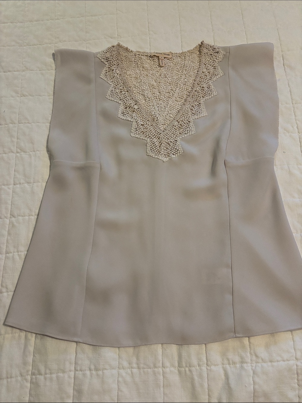 Rebecca Taylor Cream Lace V‑Neck Blouse